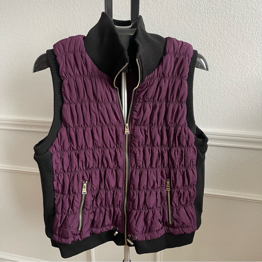 Calvin Klein Black and Purple Quilted Vest